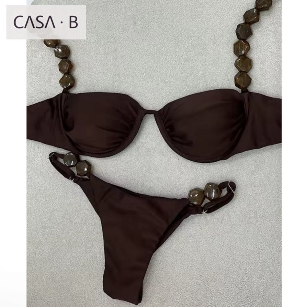 NEW💫 CASA B| The Cocoa Brown Amara Luxe Beaded Bikini Set